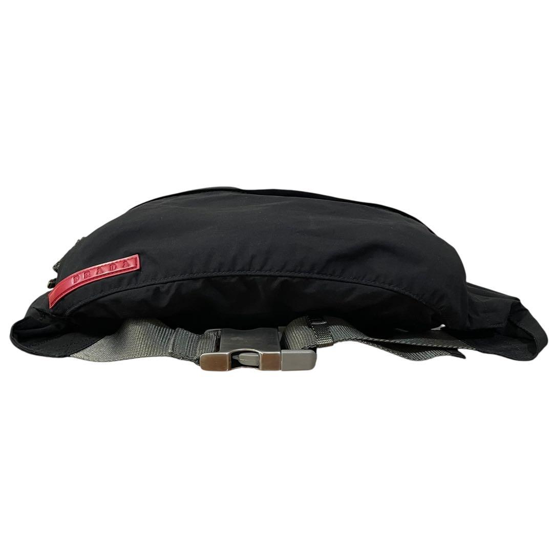 プラダスポーツ　ウエストポーチ　4VA107 ナイロン　黒　ロゴプレート