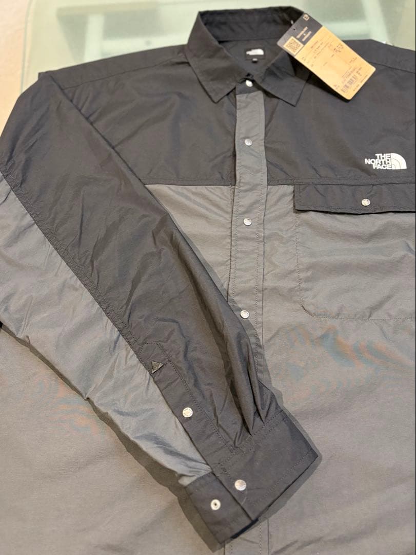 最終価格THE NORTH FACE ナイロンシャツ 黒/グレー XL