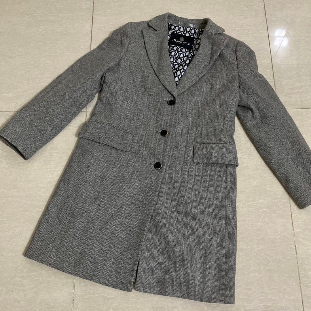 アクアスキュータム　ウールコート　ヘリンボーン　8　アンゴラ混