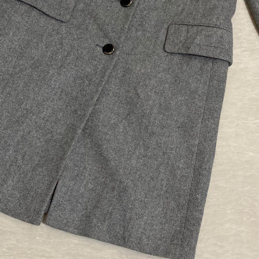 アクアスキュータム　ウールコート　ヘリンボーン　8　アンゴラ混
