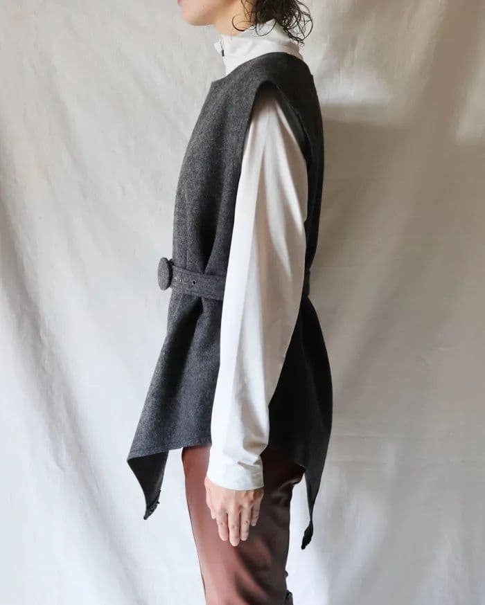 トップス FUMIKA UCHIDA FELT COSTUME TOP DARK GREY