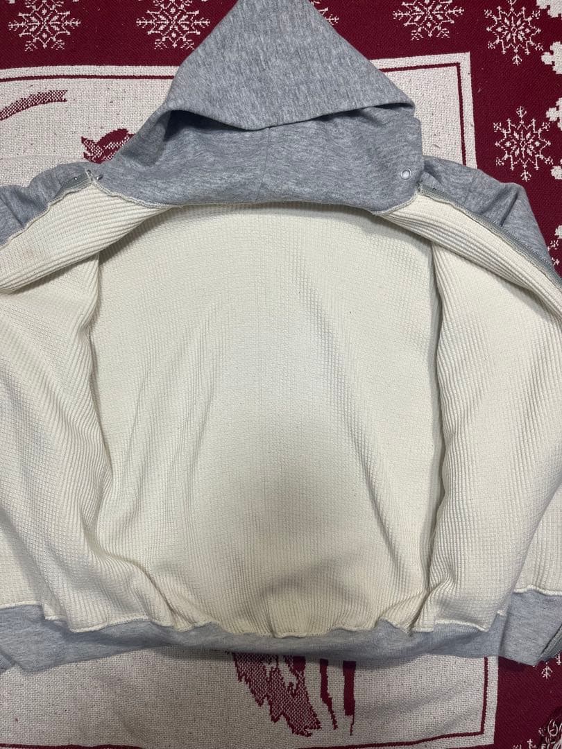 60s 70s ヴィンテージ 裏サーマル ジップパーカー グレー