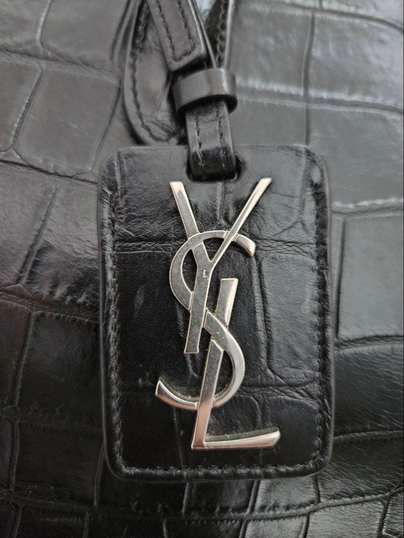 【良品】SAINT LAURENTカバ リヴ・ゴーシュ ハンドバッグクロコ型押し