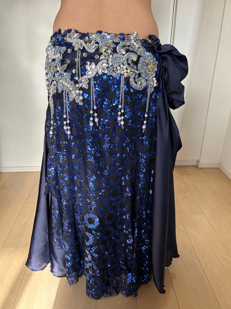 Hanan ベリーダンス　ブラスカートセット　紺色