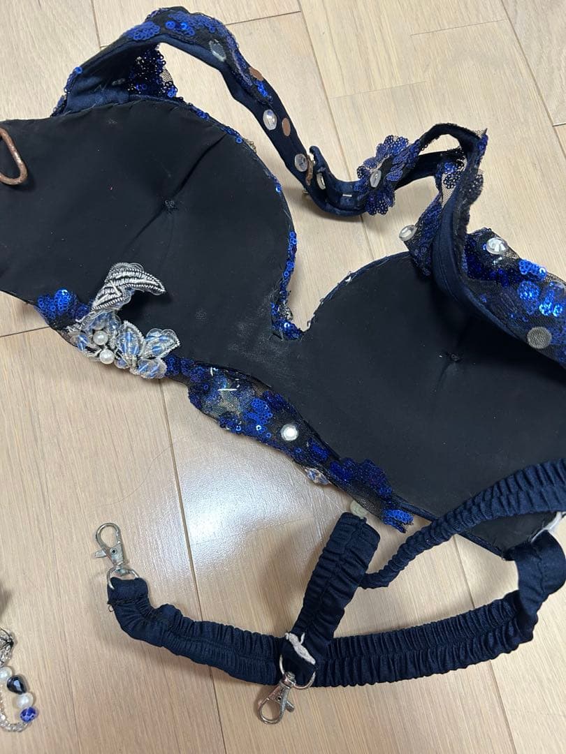 Hanan ベリーダンス　ブラスカートセット　紺色