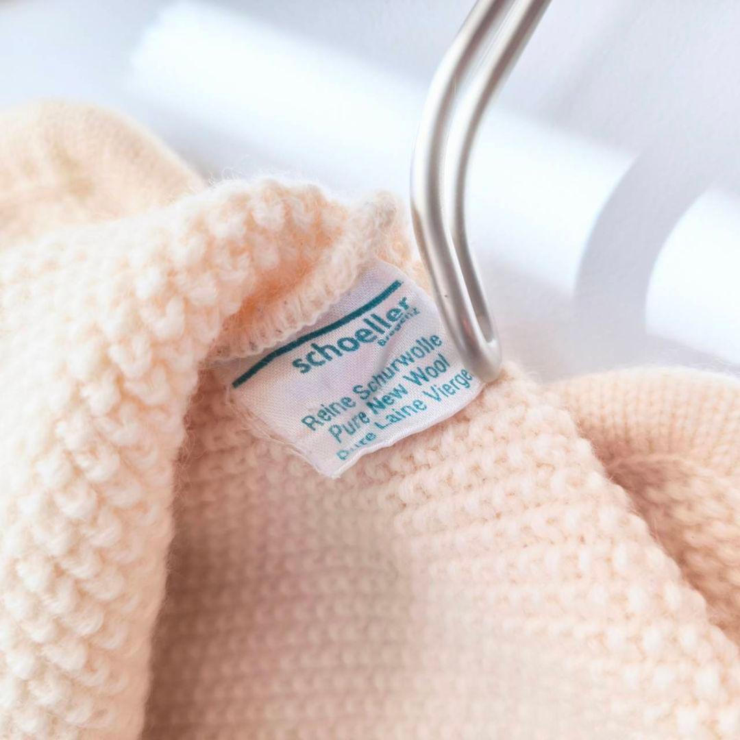 極上ピュアウール Schoeller チロルカーディガン アラン編み 花柄A23