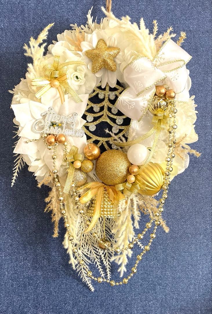 手作りクリスマスツリー ピンクゴールド 約30cm❣️ばら園❣️3点セット❣️