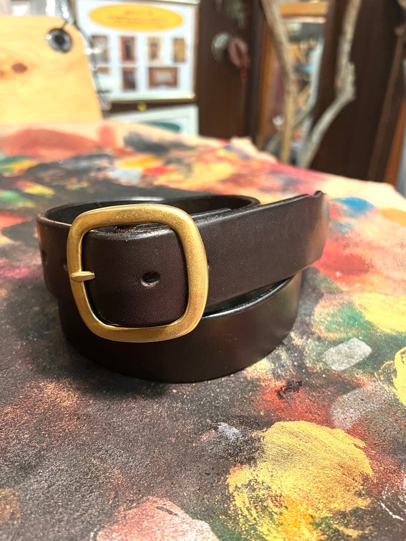 5mm厚38mm幅ベンズレザーベルト ブラック　古着　ビンテージ　アメカジ　激渋