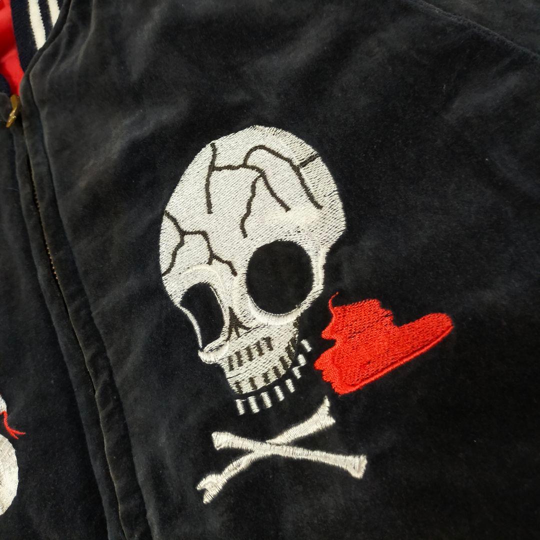 90S　別珍　SHOOT ONE　ドクロ刺繍　スカジャン　Мサイズ