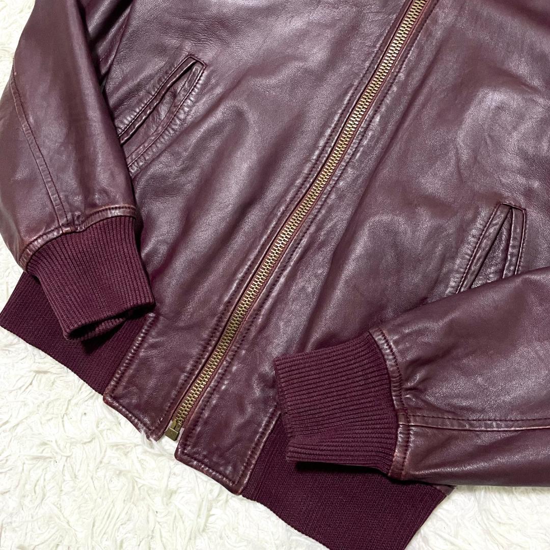 美品 ドルチェ&ガッバーナ ラムレザージャケット ワインレッド 46/M-L