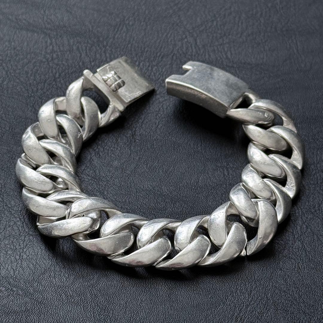 シルバー925刻印あり 極太 喜平チェーン ブレスレット vintage