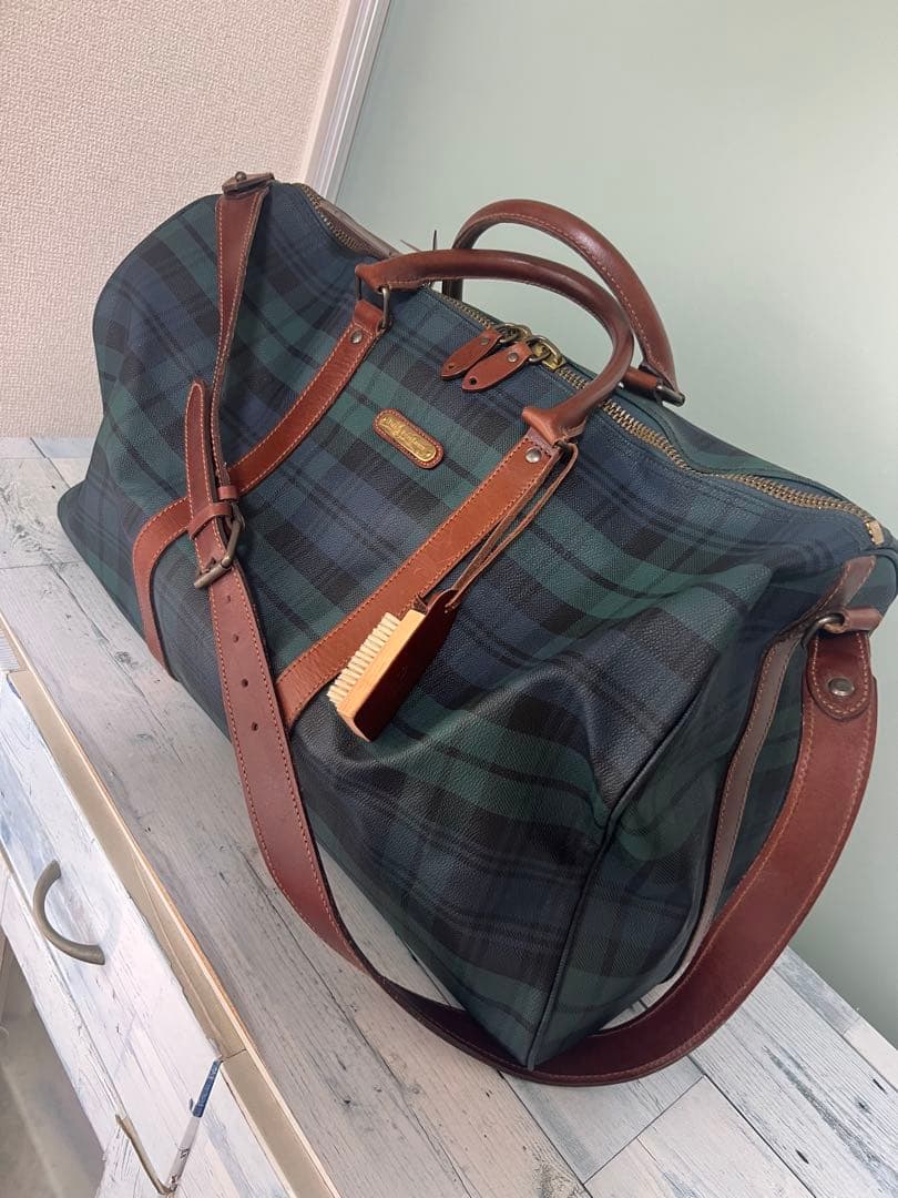 POLO RALPH LAUREN ダークグリーンチェック ボストンバッグ