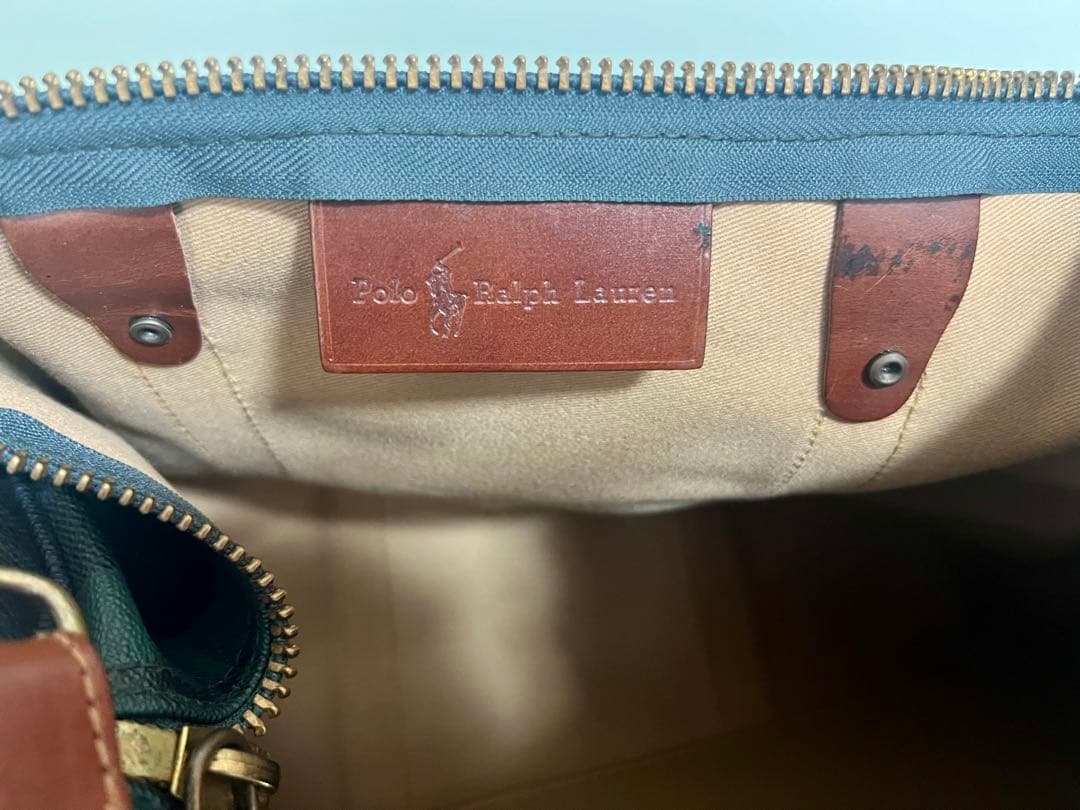 POLO RALPH LAUREN ダークグリーンチェック ボストンバッグ