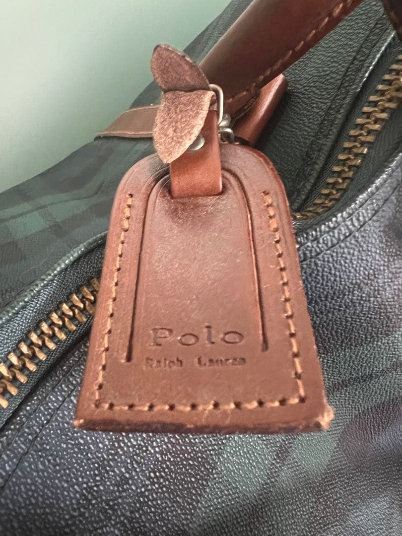 POLO RALPH LAUREN ダークグリーンチェック ボストンバッグ