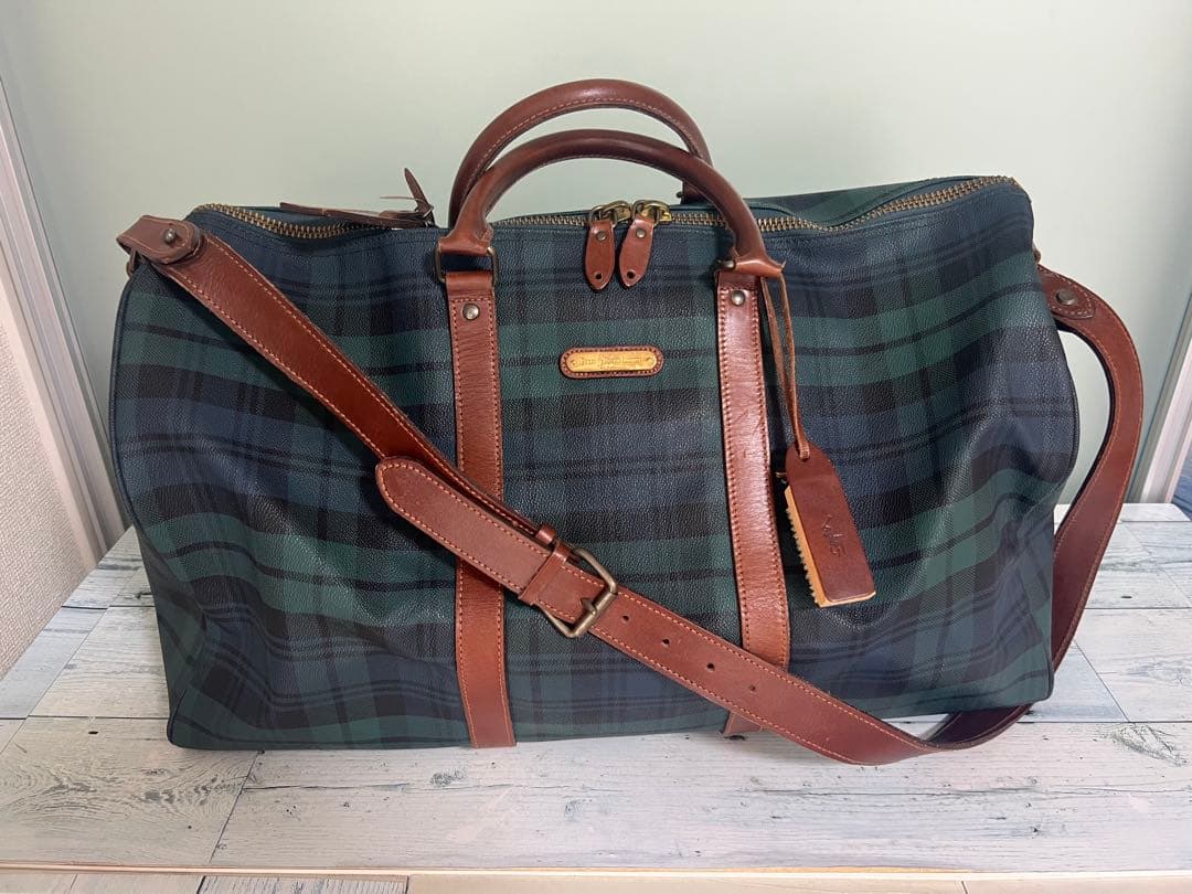POLO RALPH LAUREN ダークグリーンチェック ボストンバッグ