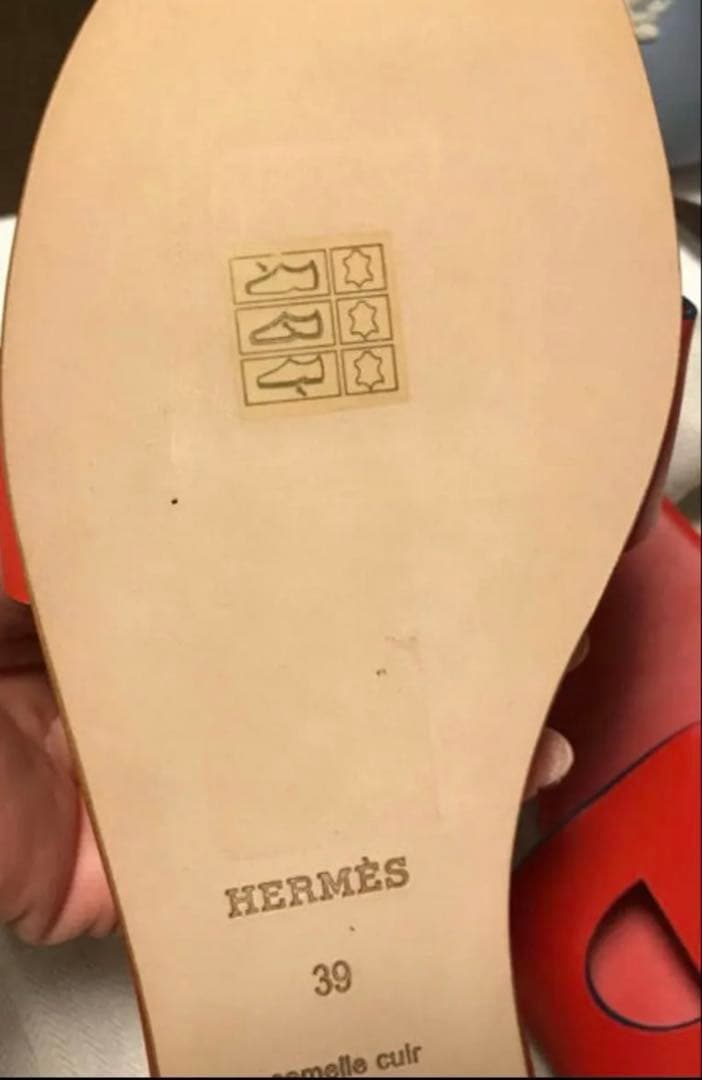 エルメス HERMES サンダル リスボア　ジャスパールージュ　39 リペア済