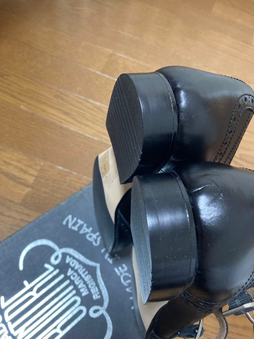 BONTRE ダブルモンクストラップウイングチップ メダリオンシューズ黒本革37