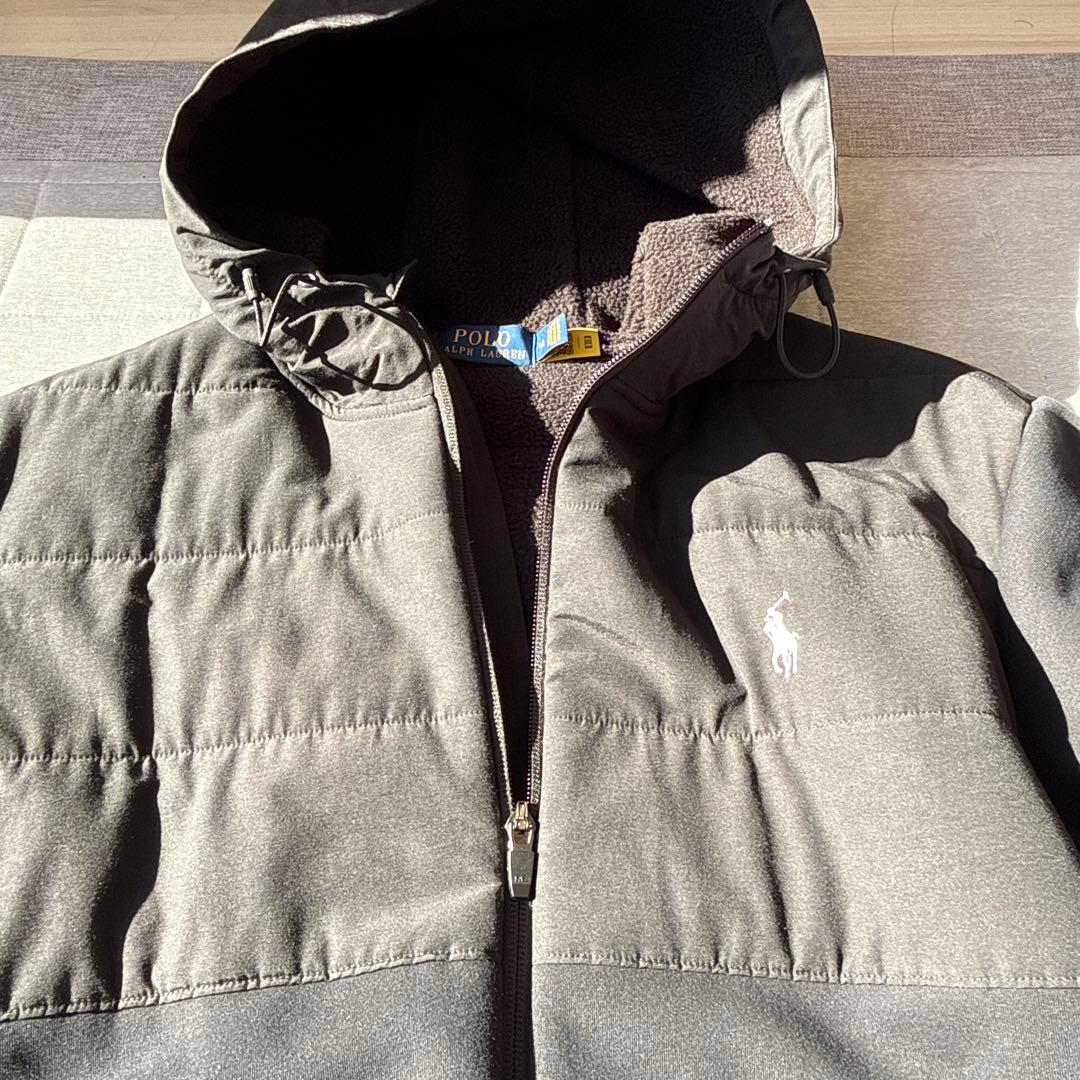 ラルフローレン　フーディーブルゾンパーカー黒　M size スウェット×ナイロン