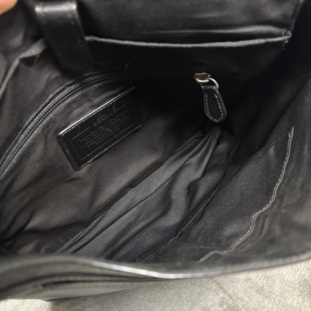 えびふらいCOACH チャールズ メッセンジャーバッグ シボ革黒 A4
