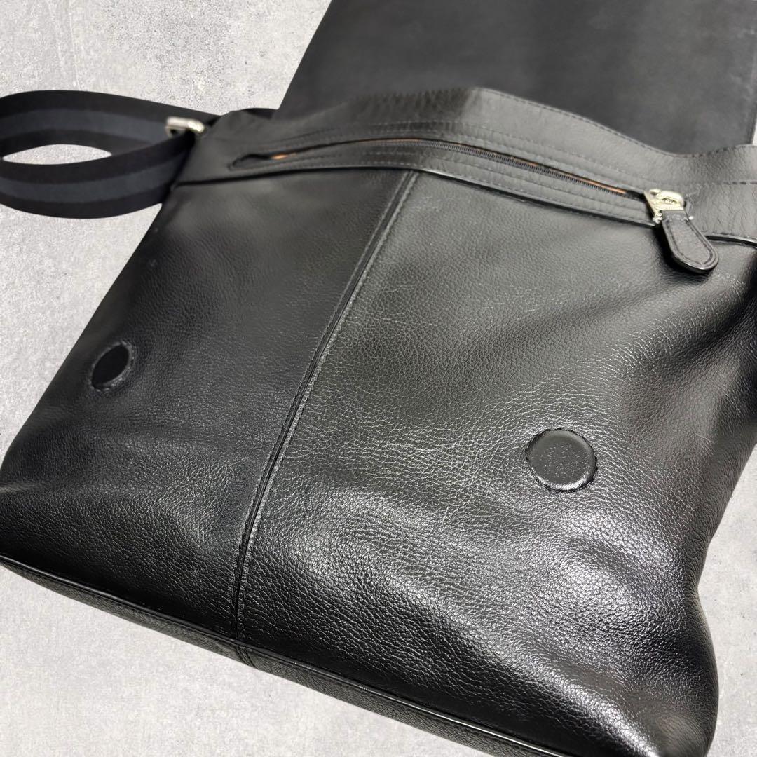 えびふらいCOACH チャールズ メッセンジャーバッグ シボ革黒 A4