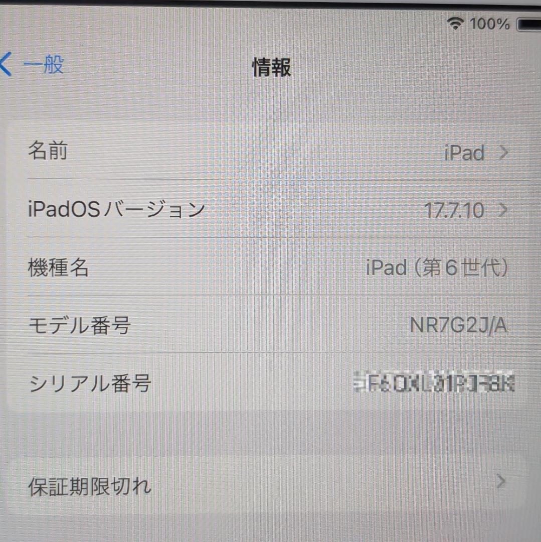 【最大容量100%】 iPad（第6世代）Wi-Fiモデル 32GB カバー付