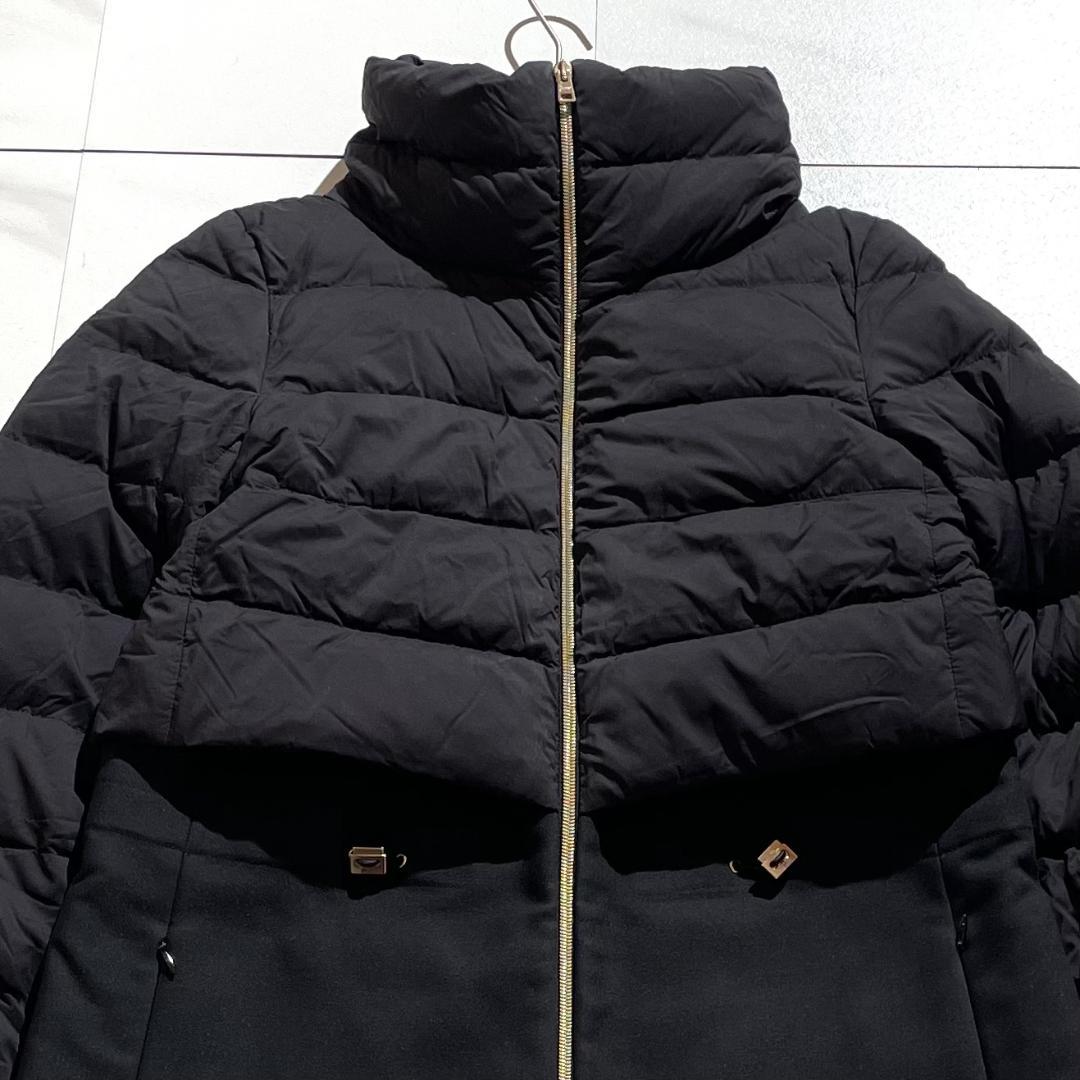 ヘルノ　HERNO　異素材切替え　ダウンコート　ウール　ロング丈　ブラック 黒