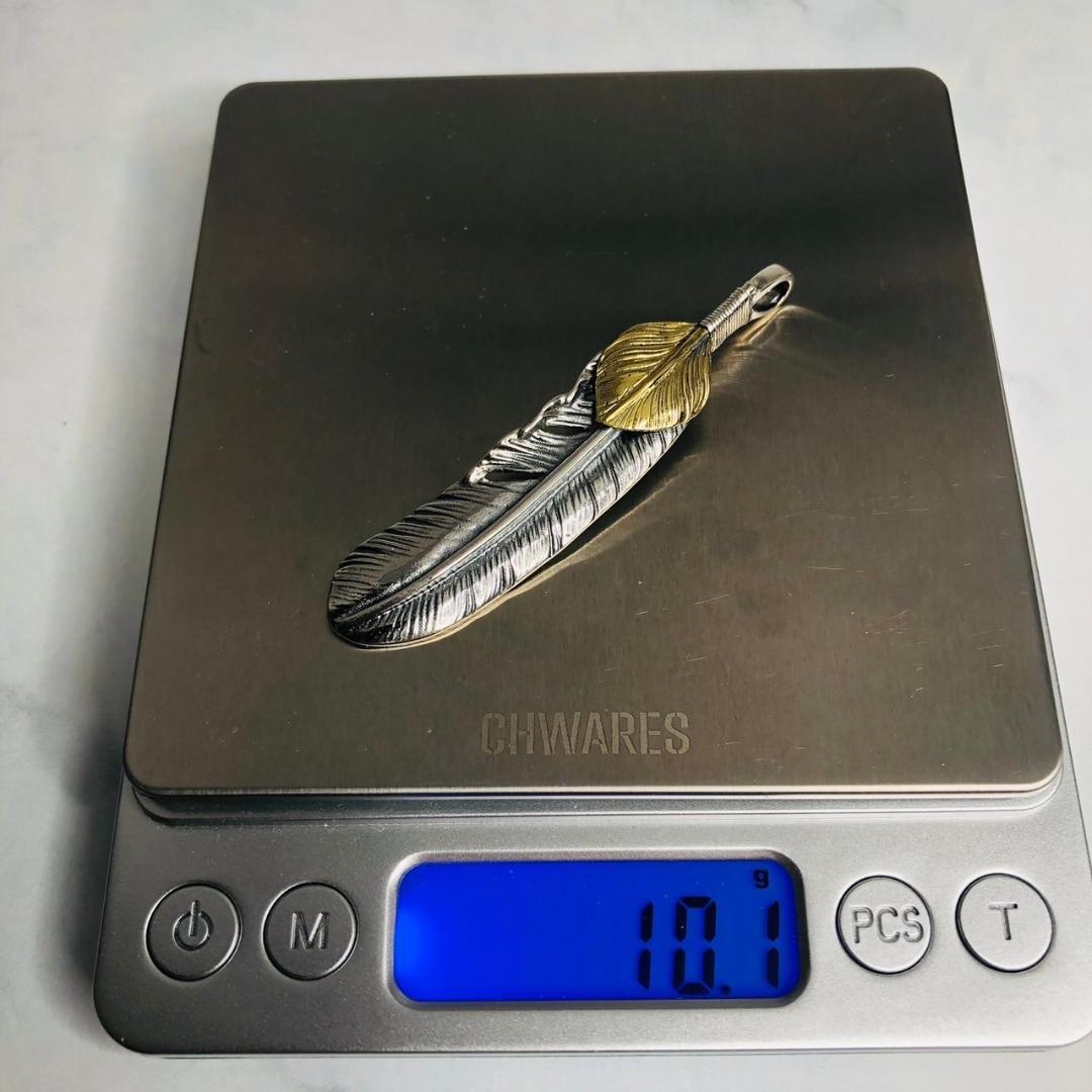 シルバー925 ペンダントトップ　フェザー　ゴールド　5-2　7973