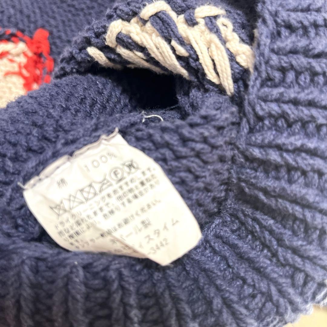 古着 マクマホーン エクアドルニット コットンニット ハート 茄子紺