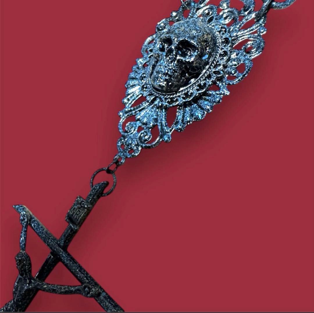 boi様★1点物★ジャンポールゴルチエ★スカルヘッドクロスアンティークネックレス