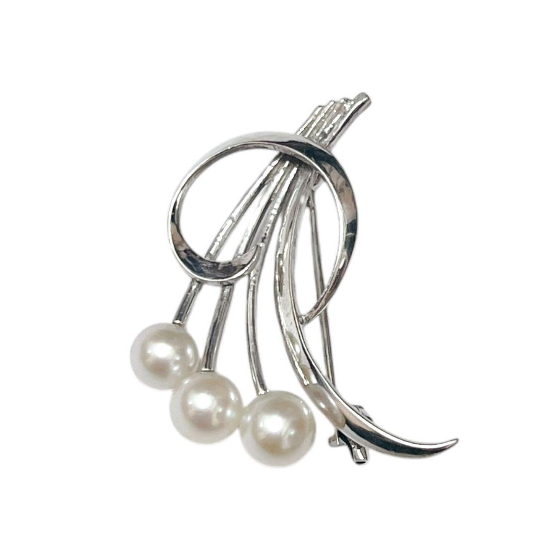 【極美品】MIKIMOTO パールブローチ あこや真珠 3珠 刻印あり