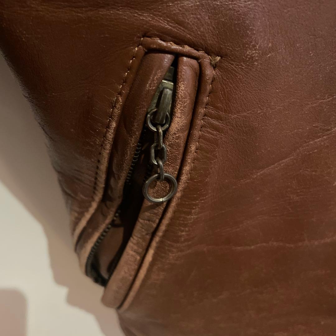 値下中！　schott シングルライダースジャケット茶　34 ボア付