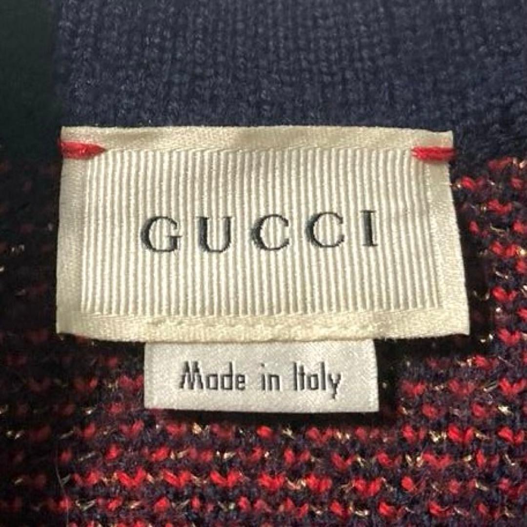 【近年モデル】GUCCI　ニットワンピース スター柄 ロゴ キッズ ネイビー 4