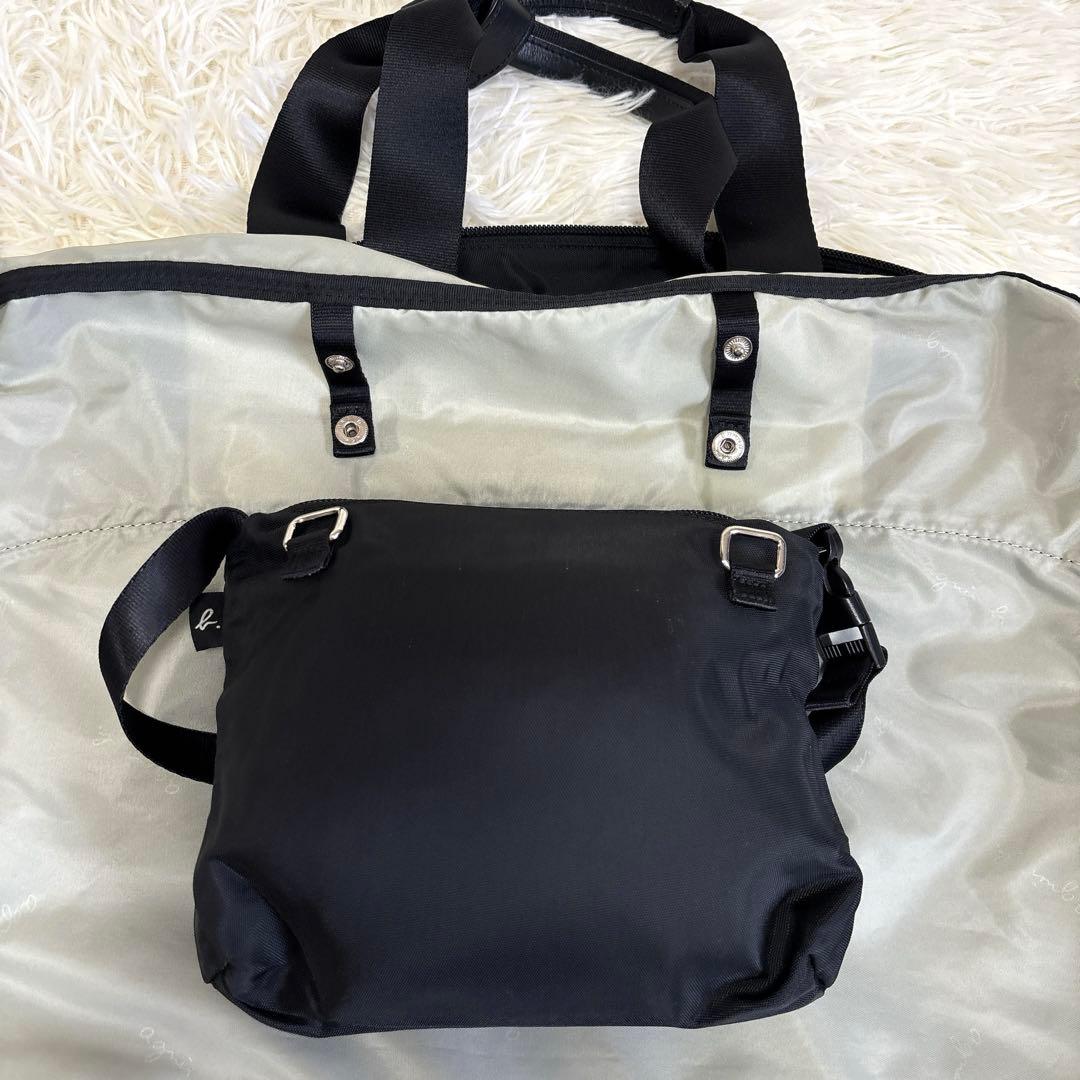 2way✨アニエスベー ナイロン ボストンバッグ ショルダーバッグ 南京錠 黒