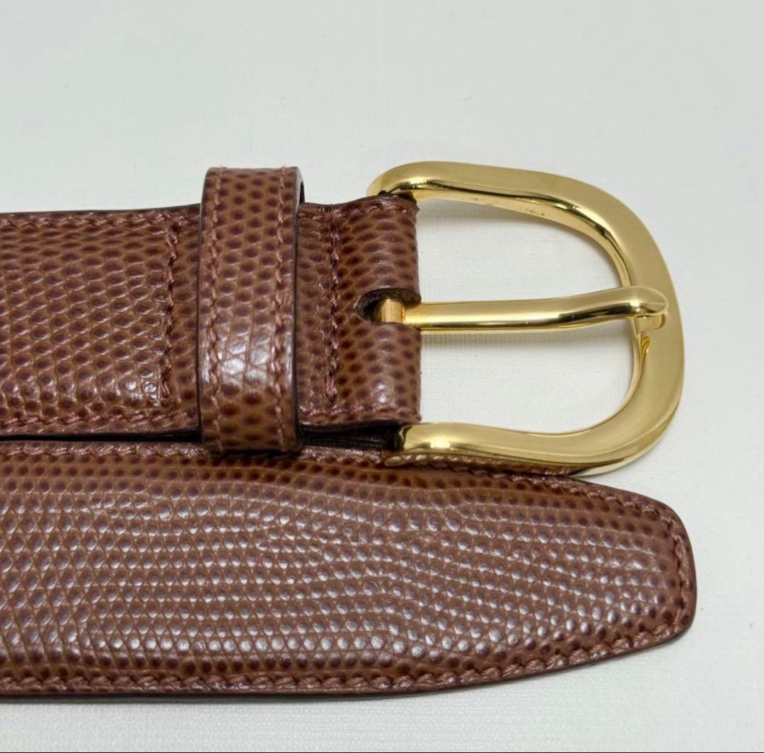 フェラガモ ベルト ヴァラリボン レザー ゴールド金具 ブラウン