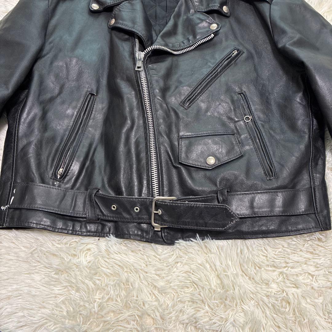 【USA製】Excelled ダブル ライダースジャケット 本革 46 黒 希少