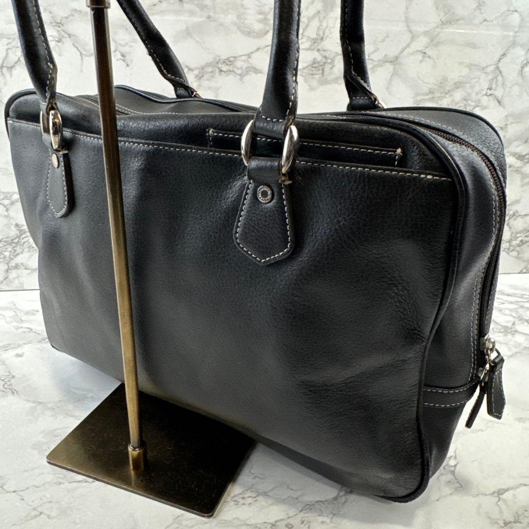 HAMANO ハマノ 本革 オイルドレザー セミショルダー ハンドバッグ 黒