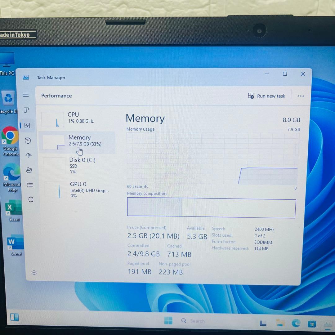 Windowsノート本体 Hp 250 G7 i5 8265U 8GB 256GB Nvme