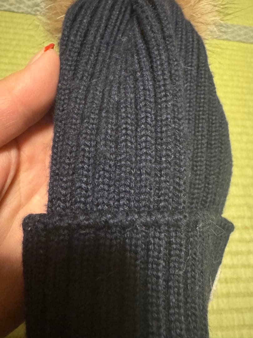 MONCLER 黒 ニット帽 ファー付き