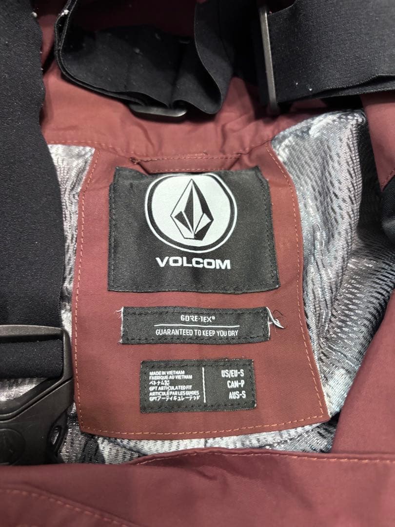 VOLCOM バーガンディ オーバーオール メンズS ゴアテックス