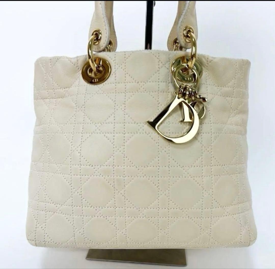 美品クリスチャンディオール　レディディオール カナージュ ハンドバッグ レザー