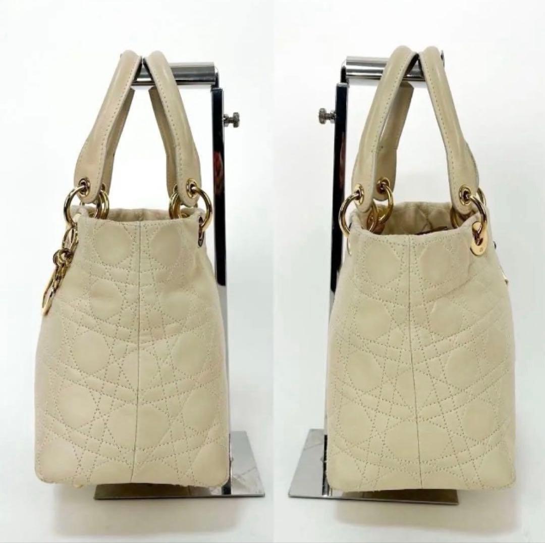 美品クリスチャンディオール　レディディオール カナージュ ハンドバッグ レザー