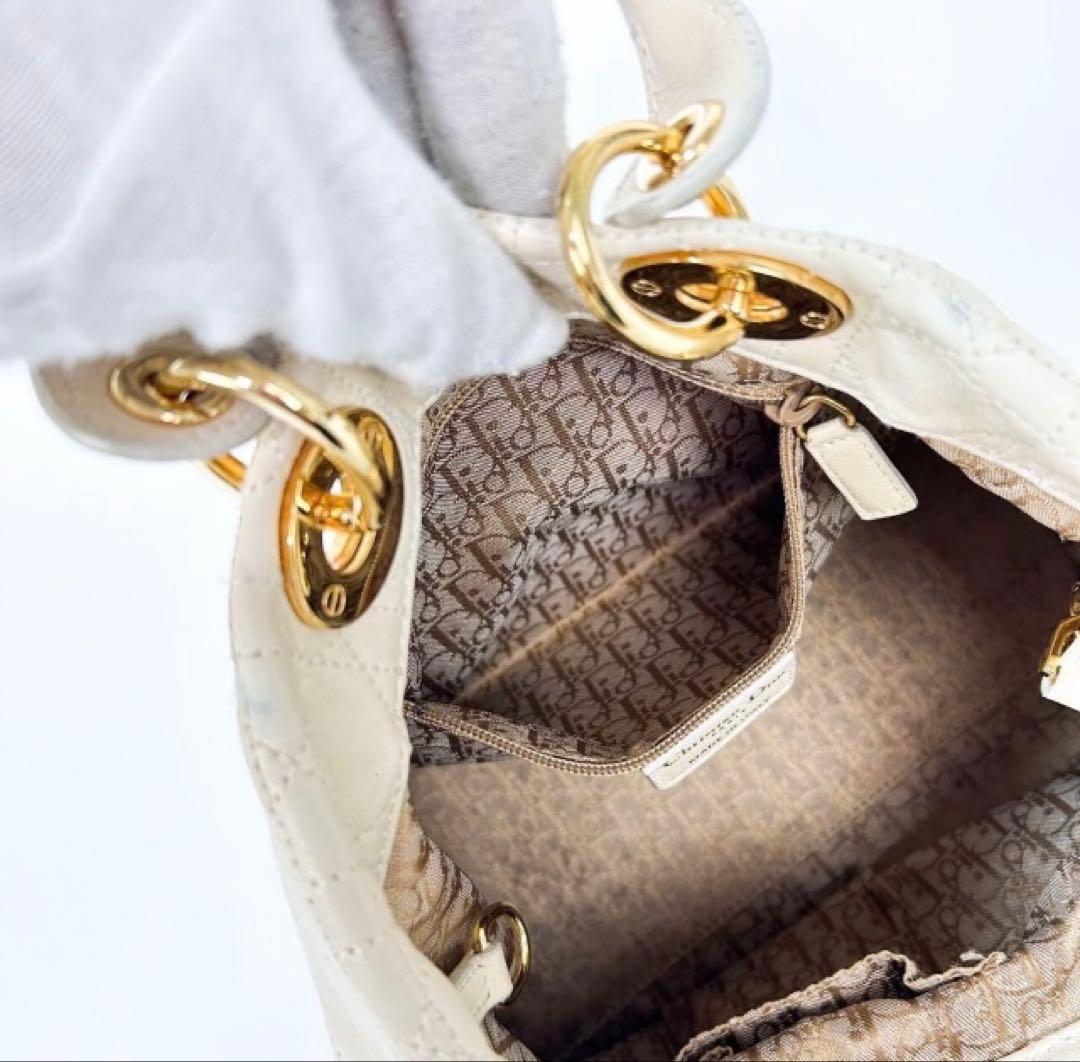 美品クリスチャンディオール　レディディオール カナージュ ハンドバッグ レザー