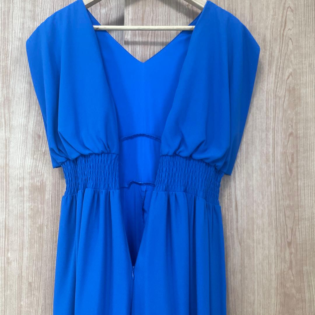 【極美品】【chaco】オールインワン　パンツドレス 青 ブルー 9号