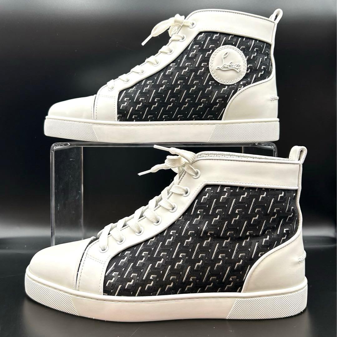 【美品】クリスチャンルブタン ハイカットスニーカー メンズ レザー 白 26.5