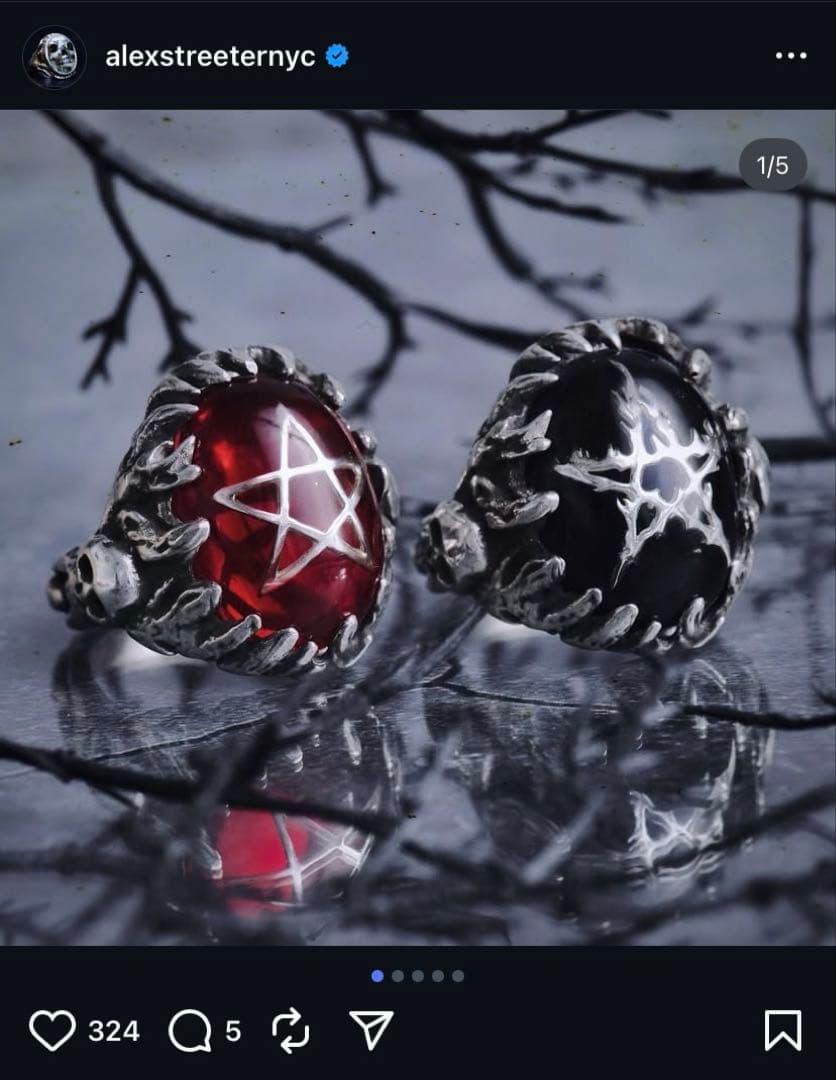 新品■14万ALEXSTREETER 18k STAR HellfireRing