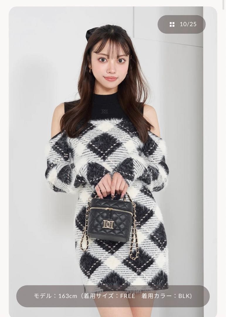 シャギーチェックミニワンピース　Darich