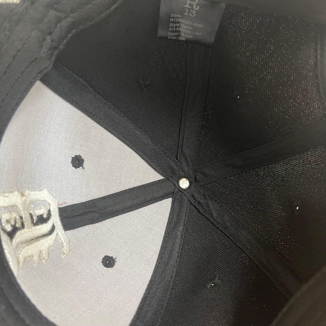 R13 (アールサーティーン) フロントロゴ刺繍 ベースボールキャップ 帽子