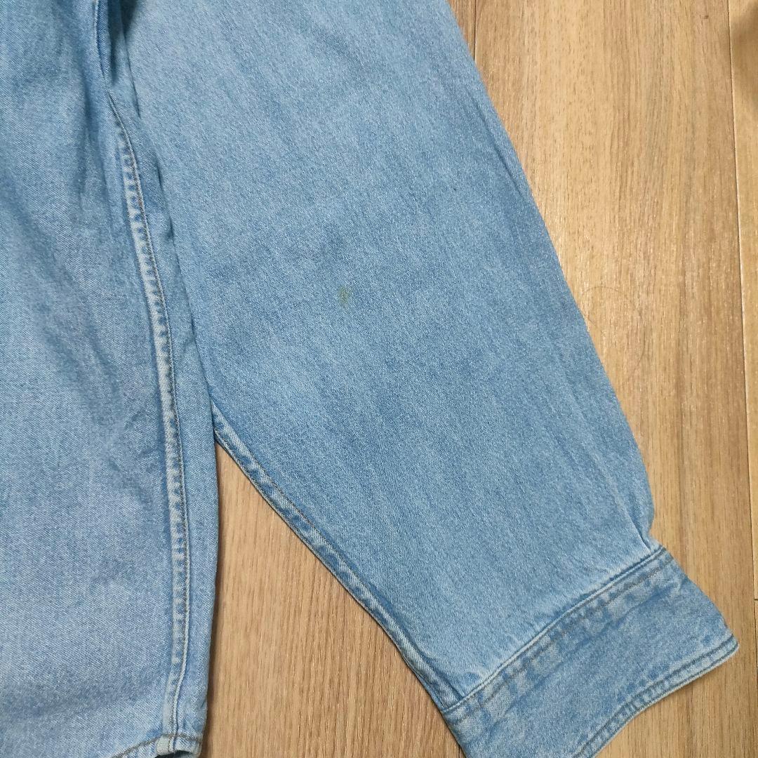 【90s香港製】ディズニー デニムシャツ 刺繍 ミッキー XL オールド古着