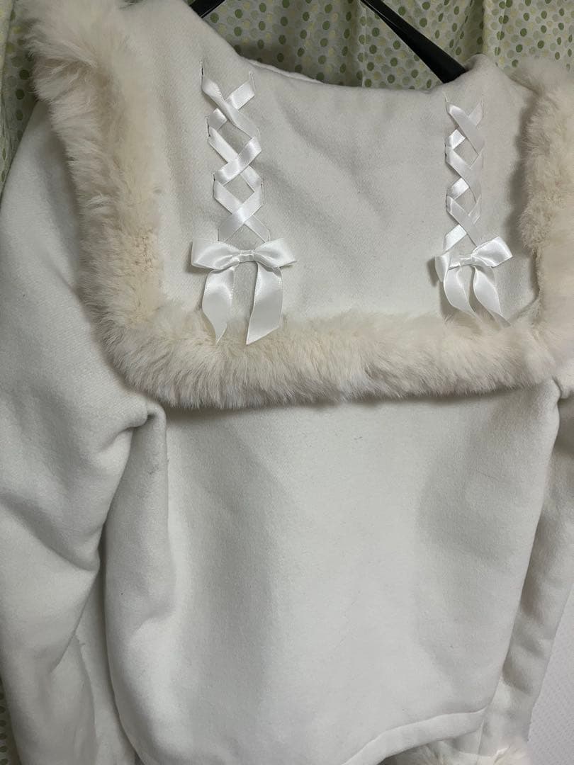 MARS さきまるちゃんコラボ レースアップセーラー襟ショートコート ホワイト