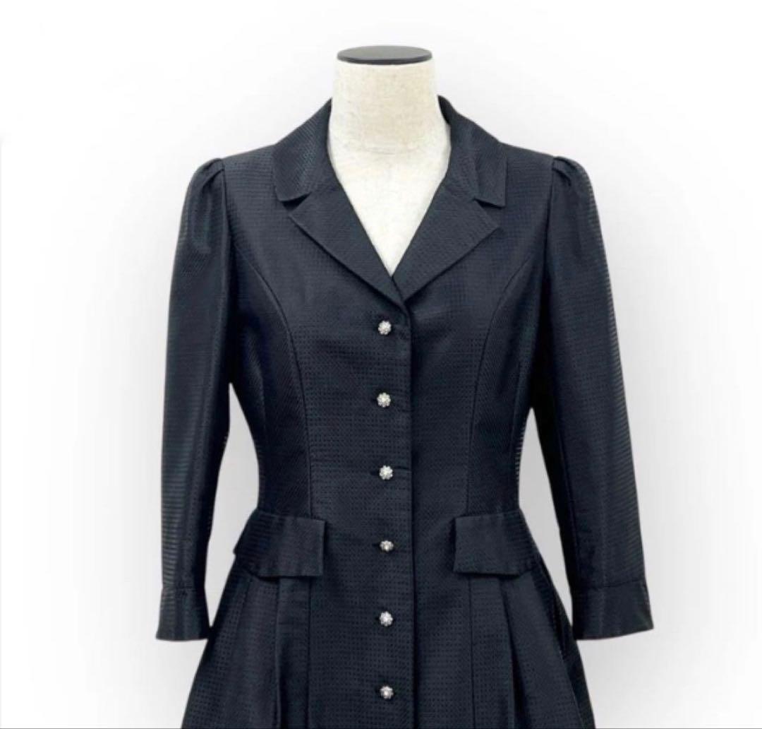 美品❤︎RENE ルネ シルク混 八分袖 コートワンピース ブラック 38 L